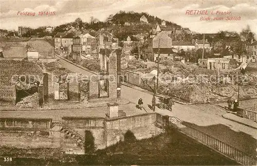 AK / Ansichtskarte Rethel Ardennes Blick zum Schloss Feldzug 1914 15 Truemmer Ruinen 1. Weltkrieg Kat. Rethel