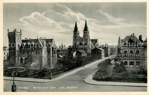 AK / Ansichtskarte Landau Pfalz Partie aus suedlichem Stadtteil Schloss Kirche Kat. Landau in der Pfalz