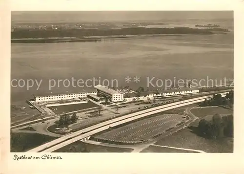 AK / Ansichtskarte Bernau Chiemsee Rasthaus am Chiemsee Herreninsel Fraueninsel Fliegeraufnahme Kat. Bernau a.Chiemsee