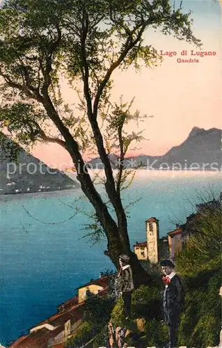 AK / Ansichtskarte Gandria Lago di Lugano Panorama Blick ueber den Luganer See Briefstempel Kaiserliche Marine Kat. Gandria