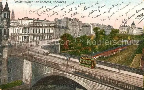 AK / Ansichtskarte Aberdeen City Union Terrace and Gardens Bridge Tramway Kat. Aberdeen City