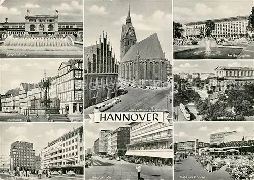 AK / Ansichtskarte Hannover Hauptbahnhof Georgsplatz Altes Rathaus Marktkirche Holzmarkt Kat. Hannover