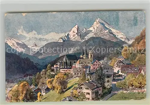 AK / Ansichtskarte Berchtesgaden Panorama Kuenstlerkarte Kat. Berchtesgaden