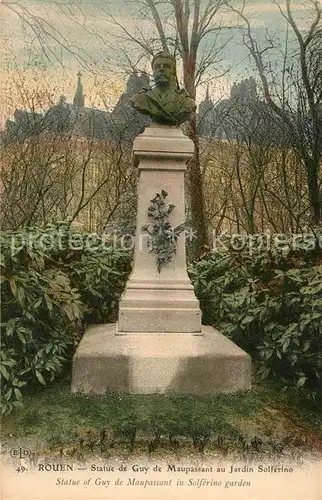 AK / Ansichtskarte Rouen Statue de Guy de Maupassant au Jardin Solferino garden Kat. Rouen