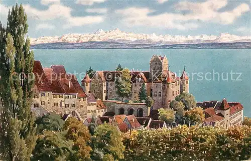 AK / Ansichtskarte Meersburg Bodensee Panorama Blick auf das Gebirge Kat. Meersburg