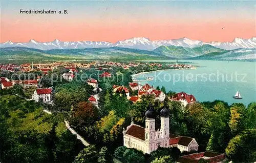 AK / Ansichtskarte Friedrichshafen Bodensee Schloss See Alpenkette aus der Vogelperspektive Kat. Friedrichshafen