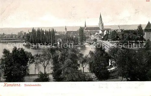 AK / Ansichtskarte Konstanz Bodensee Totalansicht mit Rheinbruecke Kat. Konstanz