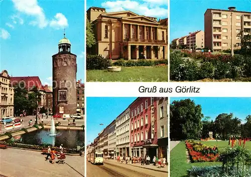 AK / Ansichtskarte Goerlitz Sachsen Marienplatz Frauenturm Gerhart Hauptmann Theater Neubaugebiet Weinhuebel Berliner Str Mahnmal Kat. Goerlitz