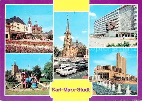 AK / Ansichtskarte Karl Marx Stadt Rosenhof Rathaus Theaterplatz Karl Marx Monument Stadthalle Interhotel Kongress Kat. Chemnitz