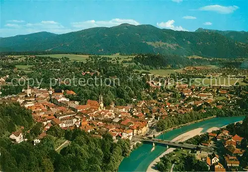 AK / Ansichtskarte Bad Toelz Fliegeraufnahme mit Isar und Tegernseer Bergen Kat. Bad Toelz