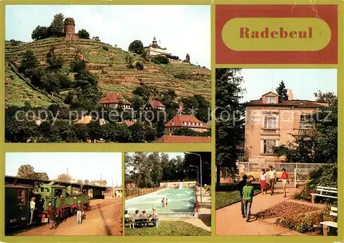 AK / Ansichtskarte Radebeul Spitzhaus Turm der Jugend Tradionsbahn Bilzbad Indianer Museum Kat. Radebeul