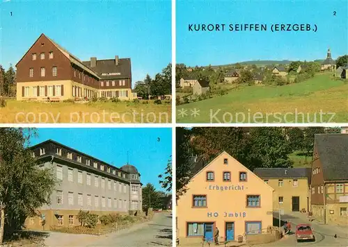 AK / Ansichtskarte Seiffen Erzgebirge FDGB Erholungsheim Berghof Panorama Erzgebirg Spielzeugmuseum Erbgericht HO Imbiss Kat. Kurort Seiffen Erzgebirge