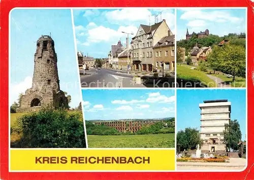 AK / Ansichtskarte Reichenbach Vogtland Kuhbergturm Netschkau Friedensplatz Mylau Burg Goeltzschtalbruecke Wasserturm Kat. Reichenbach
