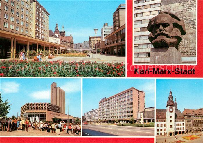 Ak Ansichtskarte Karl Marx Stadt Karl Marx Monument Rosenhof Rathaus