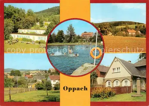 AK / Ansichtskarte Oppach Kinderferienlager Bieleboh Freibad Teilansicht Umgebindehaus Kat. Oppach
