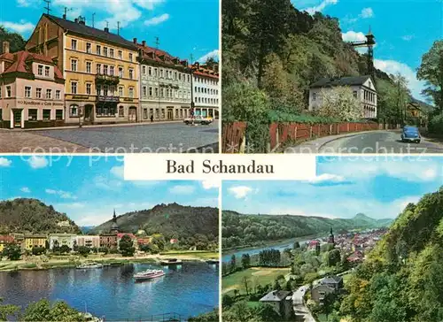 AK / Ansichtskarte Bad Schandau Markt Personenaufzug zum OT Ostrau Elbansicht Panorama Kat. Bad Schandau