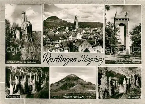 AK / Ansichtskarte Reutlingen Tuebingen Schloss Lichtenstein Schoenbergturm Baerenhoehle Achalm Nebelhoehle
