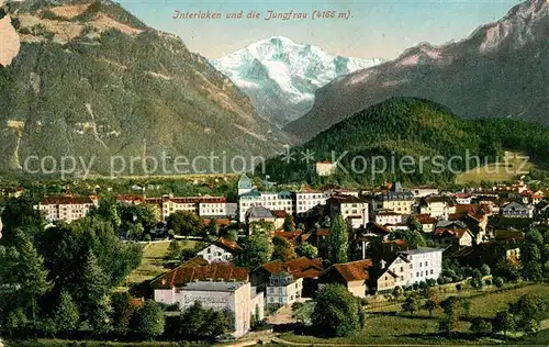 AK / Ansichtskarte Interlaken BE Gesamtansicht mit Jungfrau Berner Alpen Kat. Interlaken