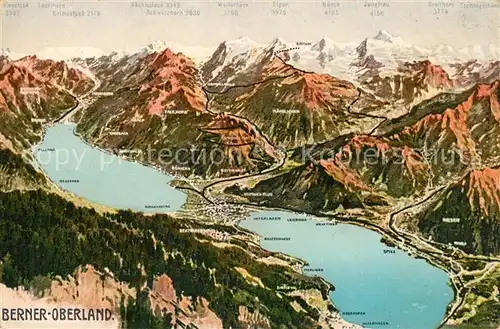 AK / Ansichtskarte Berner Oberland und Umgebung Alpenpanorama aus der Vogelperspektive Kat. Grindelwald