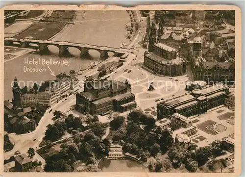 AK / Ansichtskarte Dresden Fliegeraufnahme Hotel Bellevue Semper Kat. Dresden Elbe