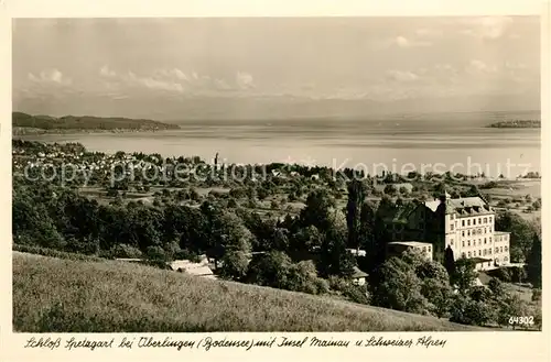 AK / Ansichtskarte ueberlingen Bodensee Schloss Spetzgart mit Insel Mainau und Schweizer Alpen Kat. ueberlingen