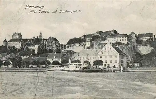 AK / Ansichtskarte Meersburg Bodensee Altes Schloss und Landungsplatz Dampfer Kat. Meersburg