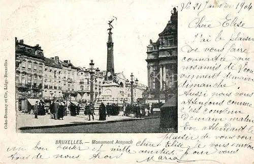 AK / Ansichtskarte Bruxelles Bruessel Monument Anspach Kat. 