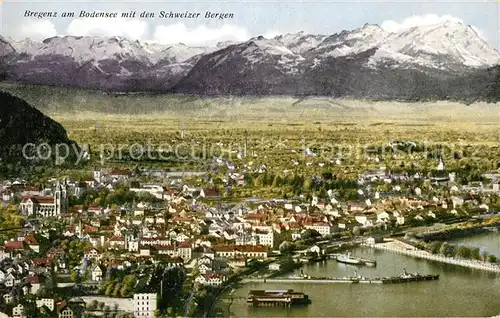 AK / Ansichtskarte Bregenz Bodensee Panorama Schweizer Berge