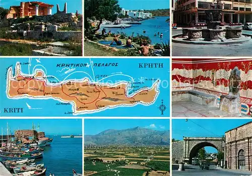 AK / Ansichtskarte Kreta Crete Ruine Strand Brunnen Hafen Kat. Insel Kreta