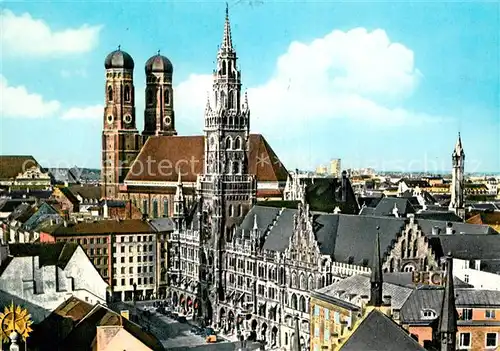AK / Ansichtskarte Muenchen Rathaus Frauenkirche  Kat. Muenchen