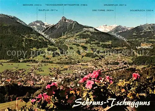 AK / Ansichtskarte Schruns Vorarlberg TSchagguns Drusenfluh Golmerhoch Seehorn Kat. Schruns