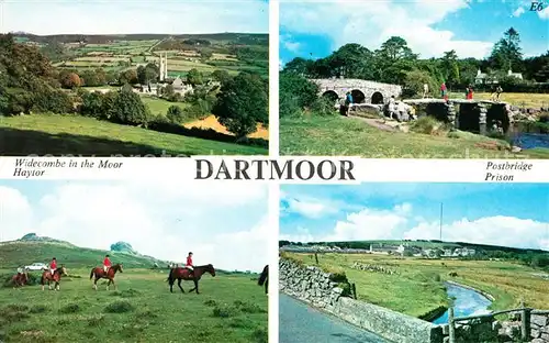 AK / Ansichtskarte Dartmoor Widecombe in the Moor Haytor Postbridge Prison Landschaftspanorama Reiten Kat. Newark and Sherwood