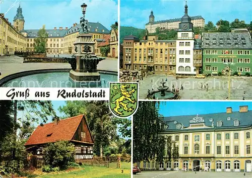 AK / Ansichtskarte Rudolstadt Schloss Heidecksburg Marktplatz Volkskundemuseum Thueringer Bauernhaeuser Wappen Kat. Rudolstadt