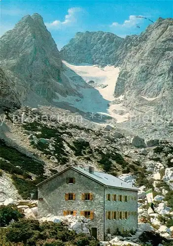 AK / Ansichtskarte Blaueishuette Berghaus Blaueisspitze Hochkalter Gletscher Kat. Hochkalter Ramsau
