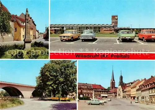 AK / Ansichtskarte Wilsdruff Postsaeule Autobahn Raststaette Autobahnbruecke Markt Kat. Wilsdruff