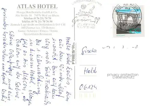 AK / Ansichtskarte Weil am Rhein Atlas Hotel Kat. Weil am Rhein