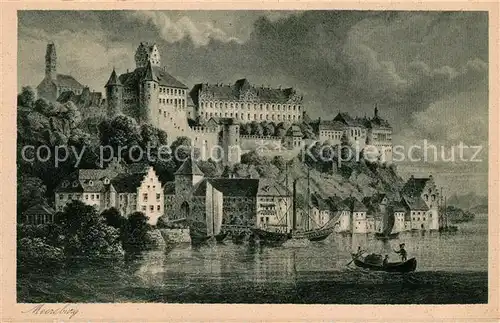 AK / Ansichtskarte Meersburg Bodensee Blick zum Schloss Zeichnung Corradi 1840 Kuenstlerkarte Kat. Meersburg