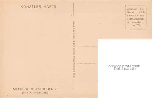 AK / Ansichtskarte Meersburg Bodensee Blick zum Schloss Zeichnung Corradi 1840 Kuenstlerkarte Kat. Meersburg