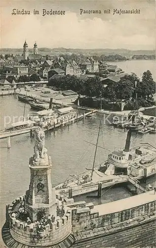 AK / Ansichtskarte Lindau Bodensee Panorama mit Hafenansicht Fliegeraufnahme Kat. Lindau (Bodensee)