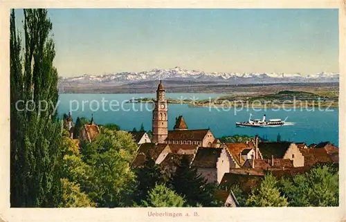 AK / Ansichtskarte ueberlingen Bodensee Blick ueber die Stadt zu den Alpen Kat. ueberlingen