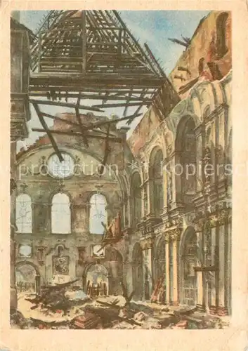 AK / Ansichtskarte Muenchen Michaelskirche das 1944 zerstoerte Schiff Kuenstlerkarte Kat. Muenchen