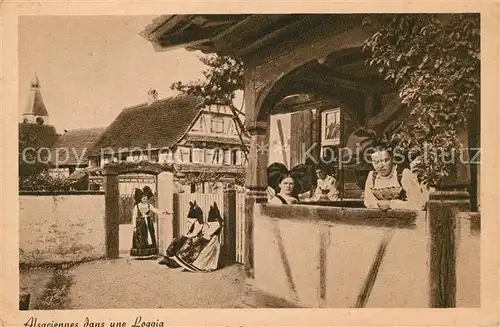 AK / Ansichtskarte Alsace Elsass Alsaciennes dans une Loggia Kat. Epinal