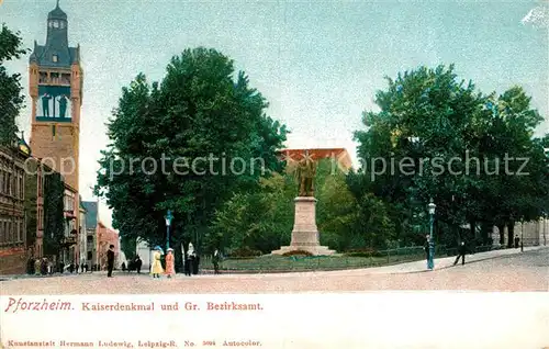AK / Ansichtskarte Pforzheim Kaiserdenkmal Grosses Bezirksamt Kat. Pforzheim