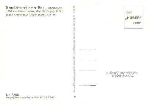 AK / Ansichtskarte Ettal Benediktinerkloster Ettal mit Ammergauer Alpen Kat. Ettal