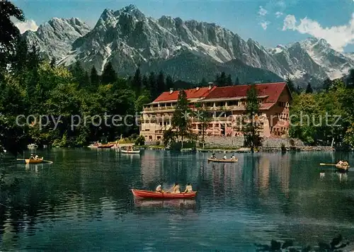 AK / Ansichtskarte Garmisch Partenkirchen Hotel Badersee mit Zugspitzgruppe Kat. Garmisch Partenkirchen