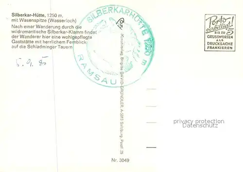 AK / Ansichtskarte Ramsau Dachstein Steiermark Silberkarhuette mit Wasenspitze Kat. Ramsau am Dachstein