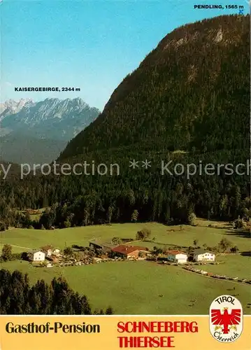 AK / Ansichtskarte Thiersee Gasthof Pension Schneeberg mit Kaisergebirge und Pendling Kat. Thiersee