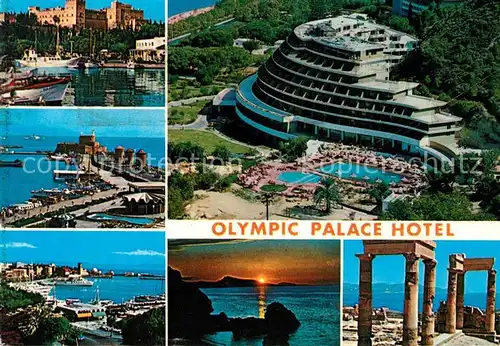 AK / Ansichtskarte Rhodos Rhodes aegaeis Schloss Hafen Olympic Palace Hotel Tempelruine Kat. 