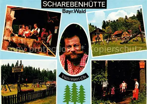 AK / Ansichtskarte Drachselsried Berghuette Schareben Musikgruppe Spielplatz Huettenwirt Edi Kat. Drachselsried