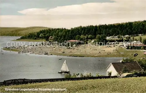 AK / Ansichtskarte Langscheid Sorpesee Strandbad Segelboot Kat. Sundern (Sauerland)